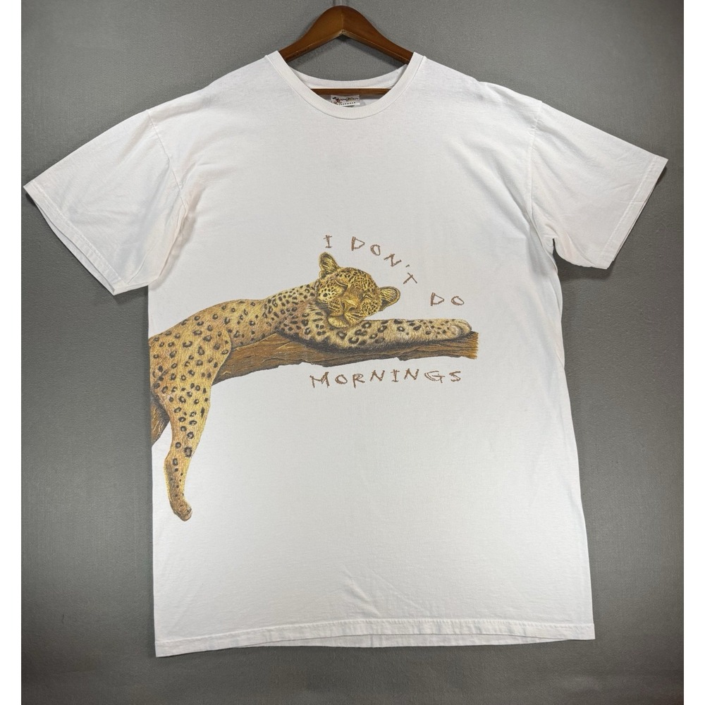 VTG 90s Walt Disney World Animal Kingdom White 3XL T-Shirt Wrap Around Leopard